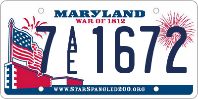 MD license plate 7AE1672