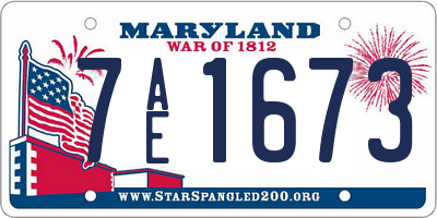 MD license plate 7AE1673