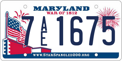 MD license plate 7AE1675