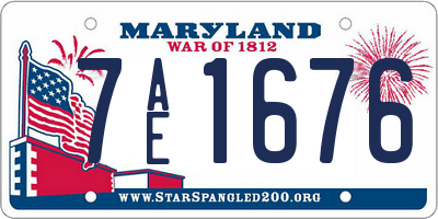 MD license plate 7AE1676