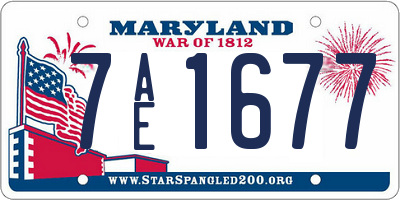 MD license plate 7AE1677