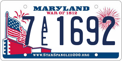 MD license plate 7AE1692