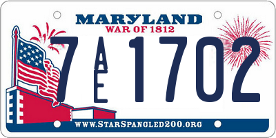 MD license plate 7AE1702