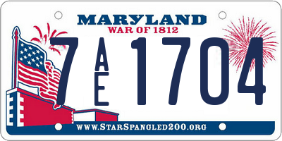 MD license plate 7AE1704