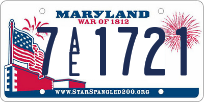 MD license plate 7AE1721