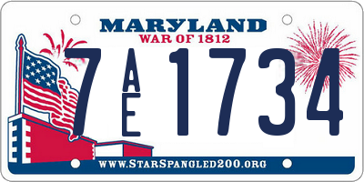 MD license plate 7AE1734