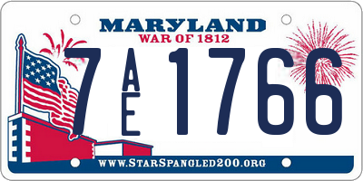 MD license plate 7AE1766
