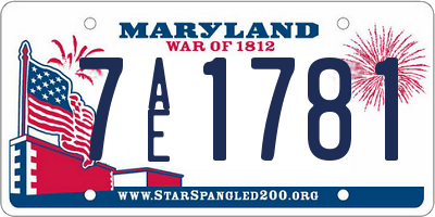 MD license plate 7AE1781