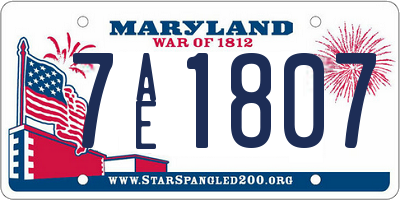 MD license plate 7AE1807