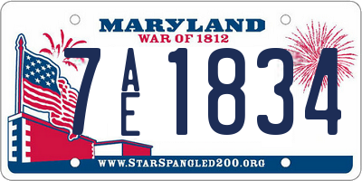 MD license plate 7AE1834
