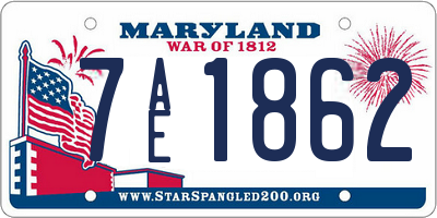 MD license plate 7AE1862
