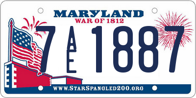 MD license plate 7AE1887