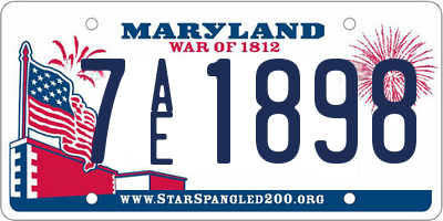 MD license plate 7AE1898