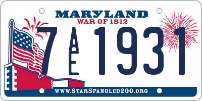 MD license plate 7AE1931