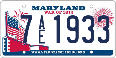 MD license plate 7AE1933