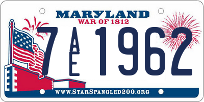 MD license plate 7AE1962