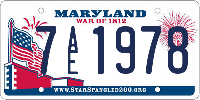 MD license plate 7AE1978