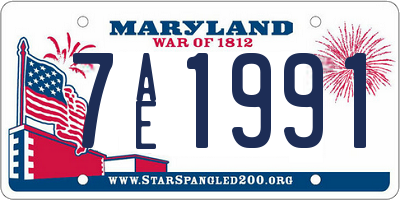MD license plate 7AE1991