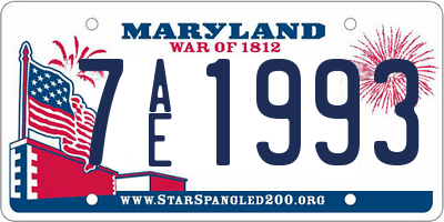 MD license plate 7AE1993