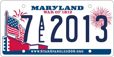 MD license plate 7AE2013