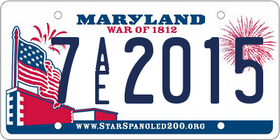 MD license plate 7AE2015