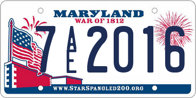 MD license plate 7AE2016