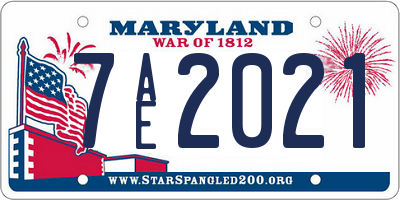 MD license plate 7AE2021