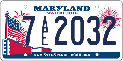 MD license plate 7AE2032