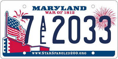 MD license plate 7AE2033