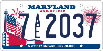 MD license plate 7AE2037