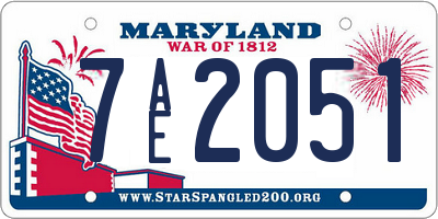 MD license plate 7AE2051