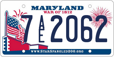 MD license plate 7AE2062