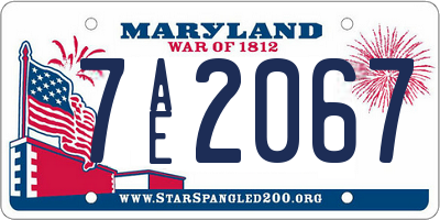 MD license plate 7AE2067
