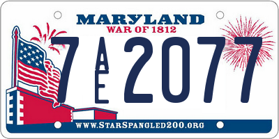 MD license plate 7AE2077