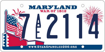 MD license plate 7AE2114