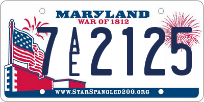 MD license plate 7AE2125
