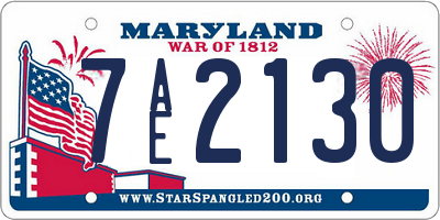 MD license plate 7AE2130