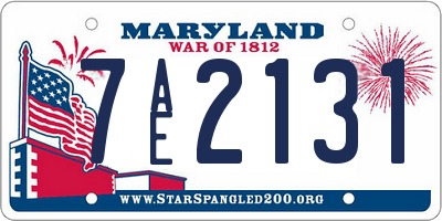 MD license plate 7AE2131