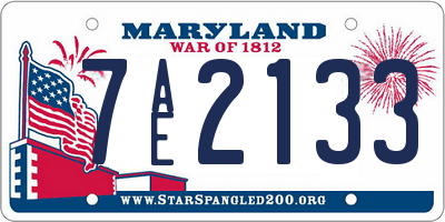 MD license plate 7AE2133