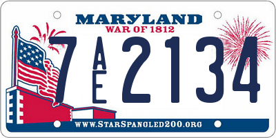 MD license plate 7AE2134