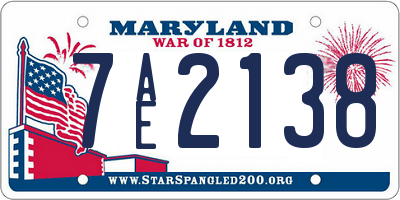 MD license plate 7AE2138