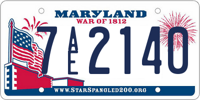 MD license plate 7AE2140