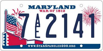 MD license plate 7AE2141