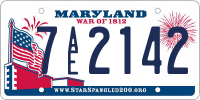 MD license plate 7AE2142