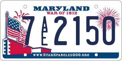 MD license plate 7AE2150