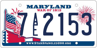 MD license plate 7AE2153