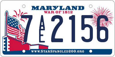 MD license plate 7AE2156