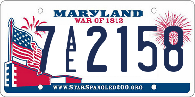 MD license plate 7AE2158