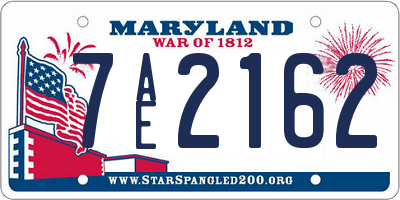 MD license plate 7AE2162