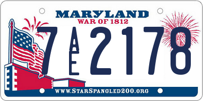 MD license plate 7AE2178
